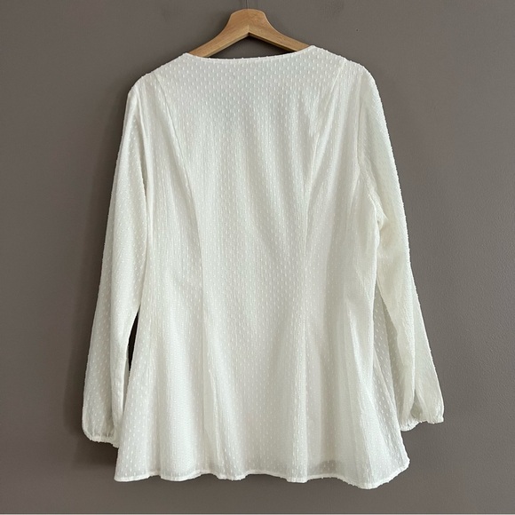 Lane Bryant Top Women's Peasant Blouse Cottagecore Bohemian Swiss Dots Ivory 16 - Picture 2 of 12